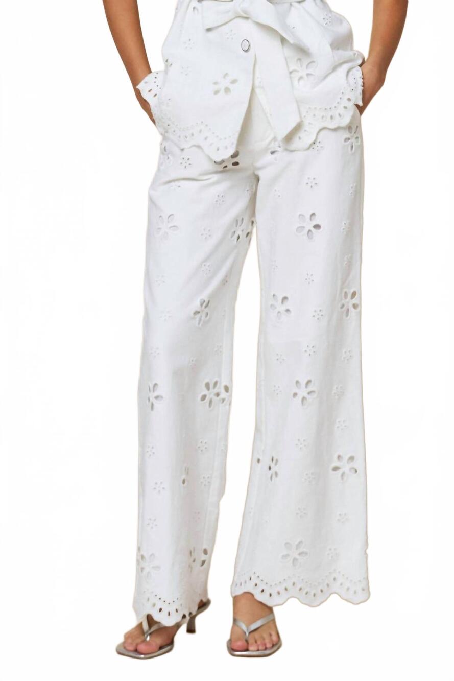 NEW LALAVON women's the wildflower pants in white